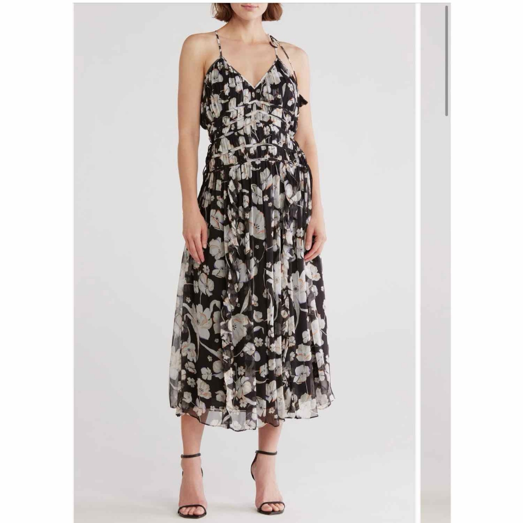Joie Lyall Shirred Silk Gown